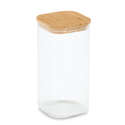 ZELLER 19669 Vorratsglas 1500 ml mit Bambusdeckel, Glas/Bambus, ca. 10 x 10 x 20,5 cm