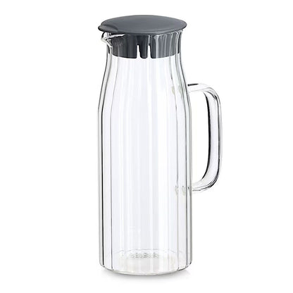 ZELLER 19675 Glaskaraffe 1000 ml mit Kunststoffdeckel, grau, ca. 13,3 x 9 x 24 cm