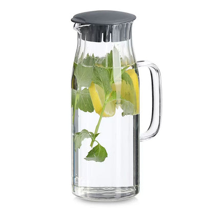 ZELLER 19675 Glaskaraffe 1000 ml mit Kunststoffdeckel, grau, ca. 13,3 x 9 x 24 cm