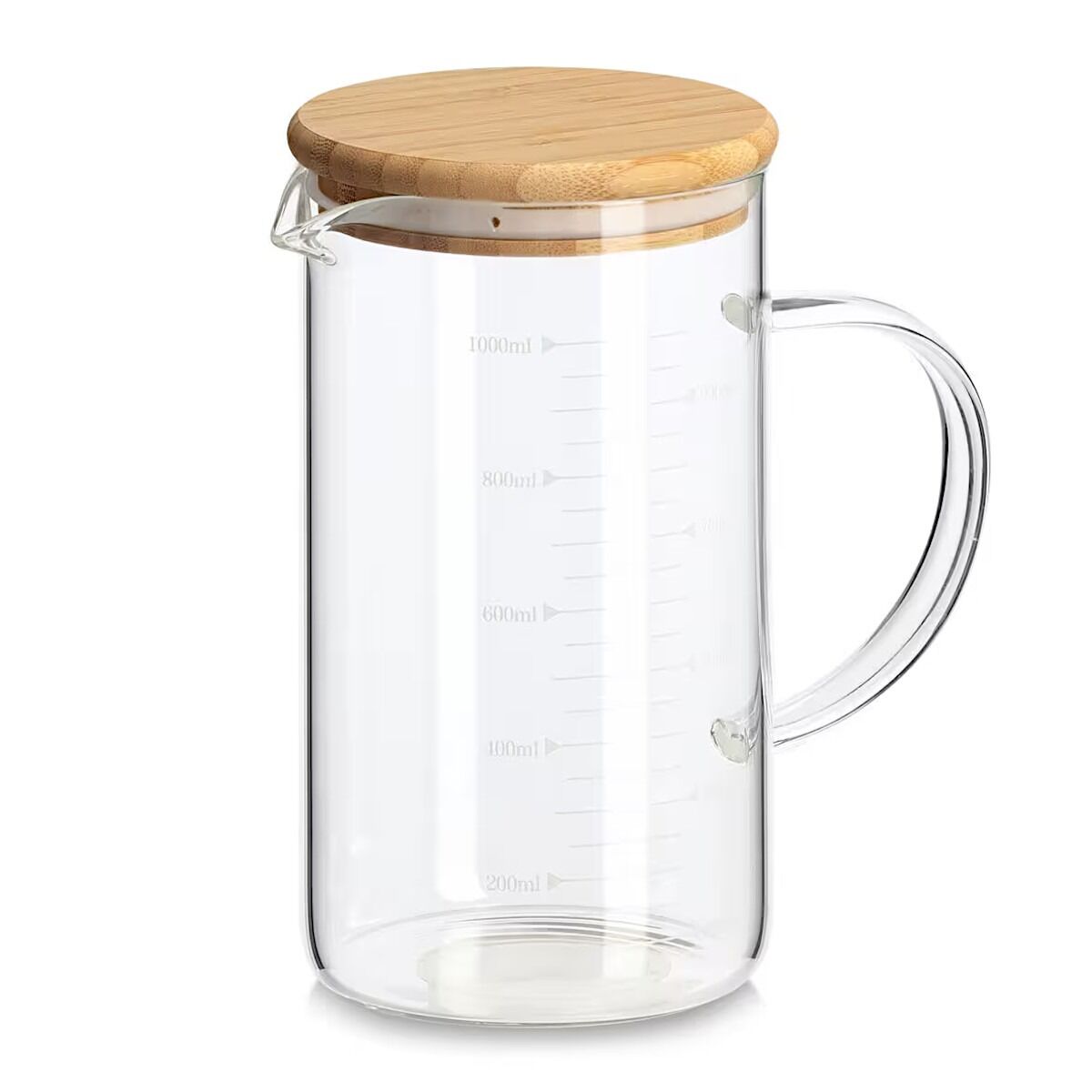 ZELLER 19676 Messbecher 1000 ml mit Bambusdeckel, ca. 10 x 17 x 18,5 cm