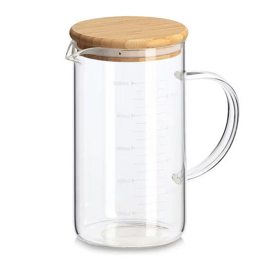 ZELLER 19676 Messbecher 1000 ml mit Bambusdeckel, ca. 10 x 17 x 18,5 cm
