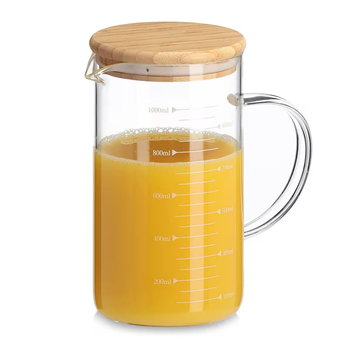 ZELLER 19676 Messbecher 1000 ml mit Bambusdeckel, ca. 10 x 17 x 18,5 cm