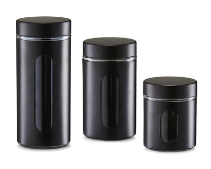 ZELLER Vorratsglas Glasbehälter mit Metallmantel, pulverbeschichtet