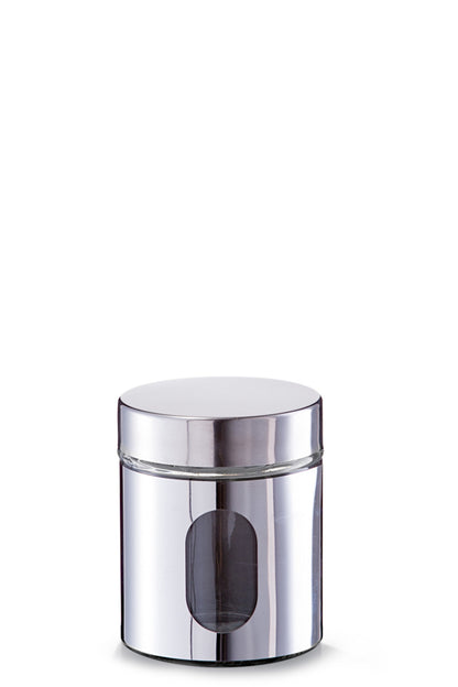 ZELLER Vorratsglas mit Edelstahlmantel und 2 Sichtfenstern