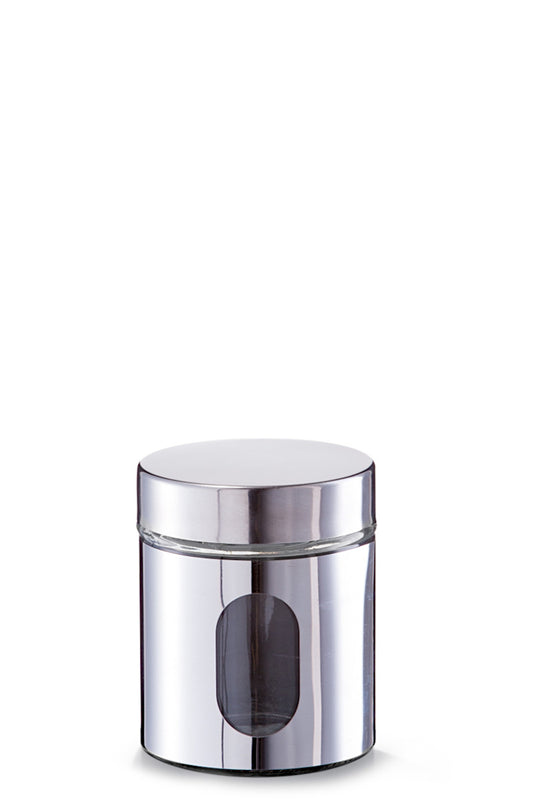 ZELLER Vorratsglas mit Edelstahlmantel und 2 Sichtfenstern
