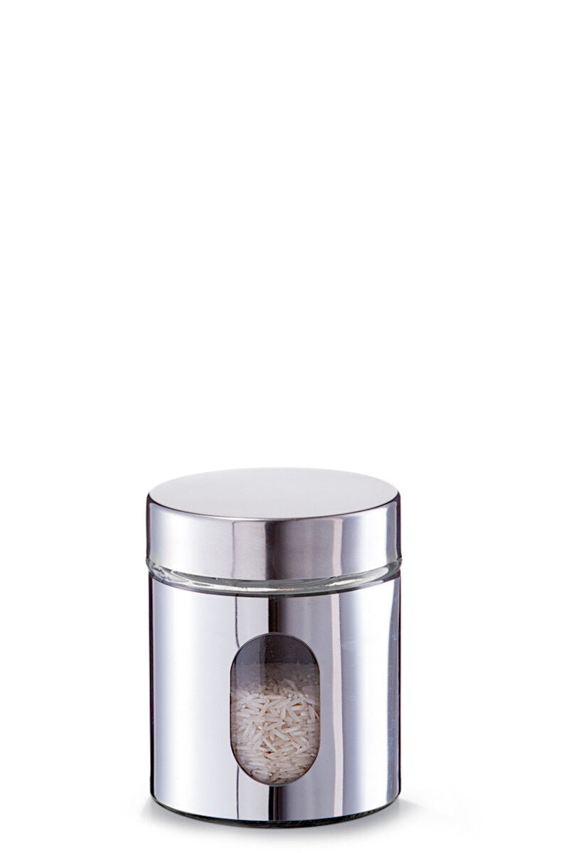 ZELLER Vorratsglas mit Edelstahlmantel und 2 Sichtfenstern