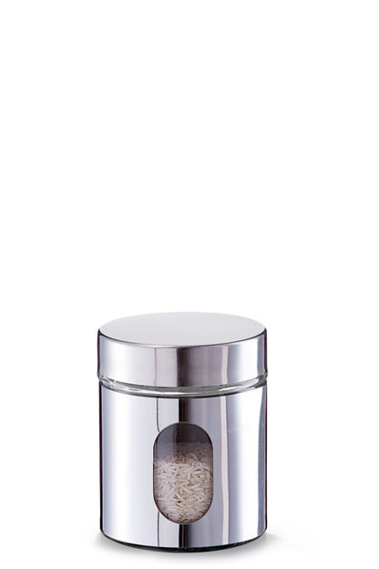 ZELLER Vorratsglas mit Edelstahlmantel und 2 Sichtfenstern