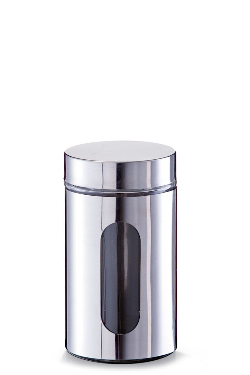 ZELLER Vorratsglas mit Edelstahlmantel und 2 Sichtfenstern