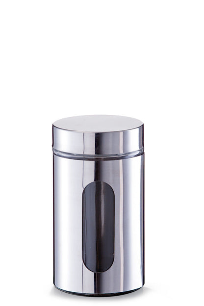 ZELLER Vorratsglas mit Edelstahlmantel und 2 Sichtfenstern