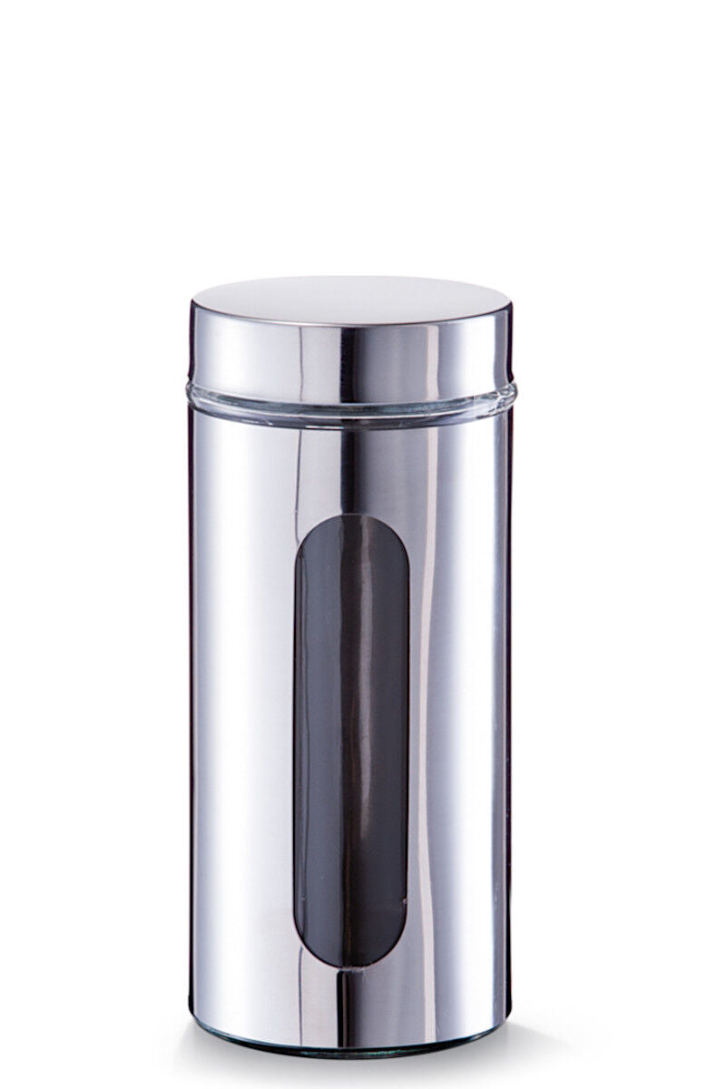 ZELLER Vorratsglas mit Edelstahlmantel und 2 Sichtfenstern