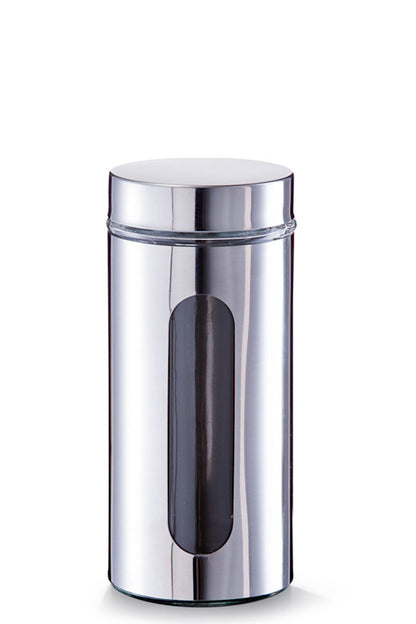 ZELLER Vorratsglas mit Edelstahlmantel und 2 Sichtfenstern