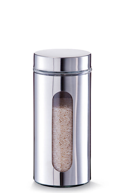 ZELLER Vorratsglas mit Edelstahlmantel und 2 Sichtfenstern