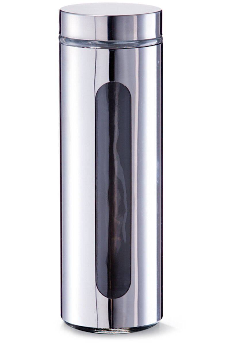 ZELLER Vorratsglas mit Edelstahlmantel und 2 Sichtfenstern