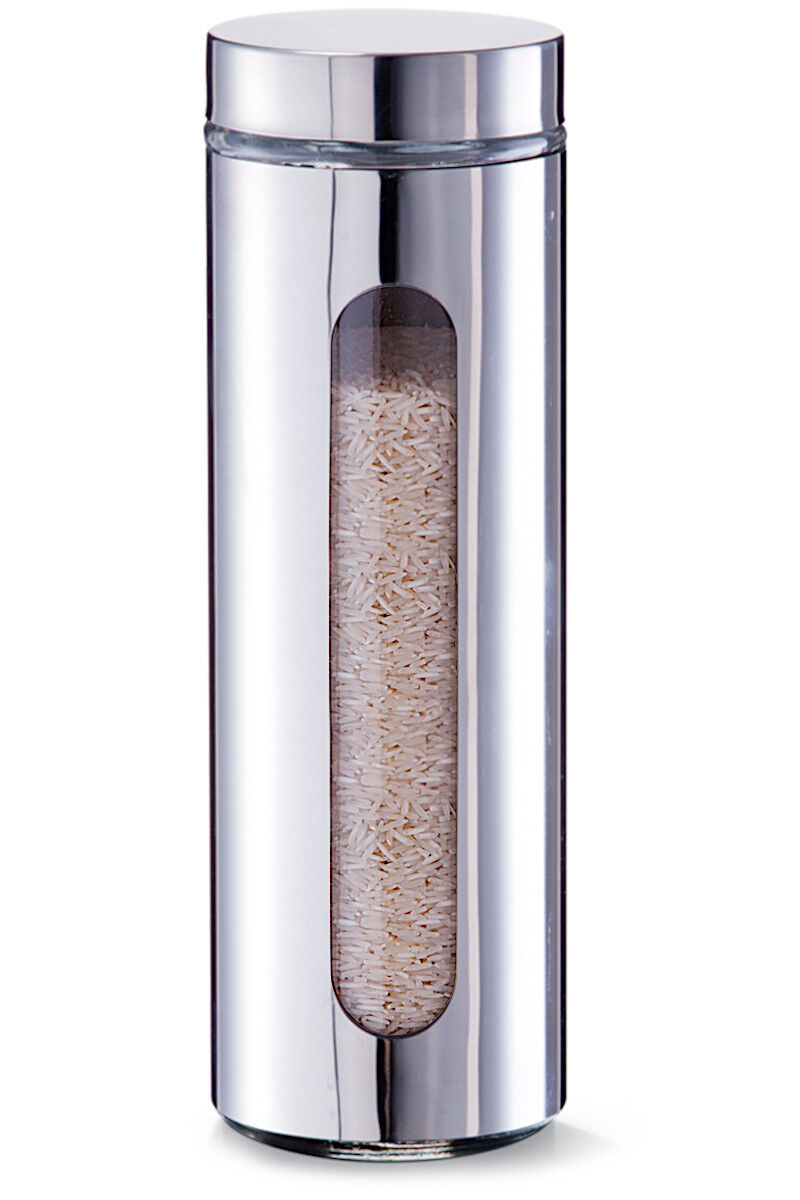 ZELLER Vorratsglas mit Edelstahlmantel und 2 Sichtfenstern