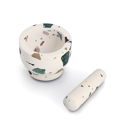 ZELLER 24520 Mörser & Stößel-Set, Terrazzo, ca. Ø 12 x 9 cm