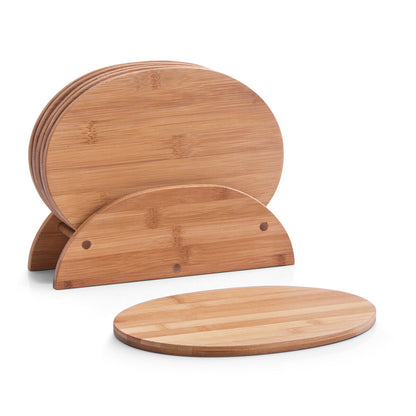 ZELLER 25266 Brettchenständer-Set, 7-tlg., oval, Bambus, ca. 24 x 8 x 19 cm