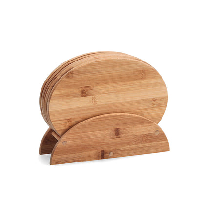 ZELLER 25266 Brettchenständer-Set, 7-tlg., oval, Bambus, ca. 24 x 8 x 19 cm