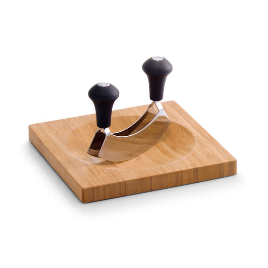 ZELLER 25295 Kräuterbrett mit Wiegemesser, Bambus/Edelstahl, ca. 20 x 20 x 2 cm