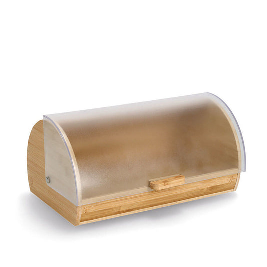 ZELLER 25364 Brotkasten Bambus mit Kunststoffdeckel, transparent, 39 x 25 x 19 cm