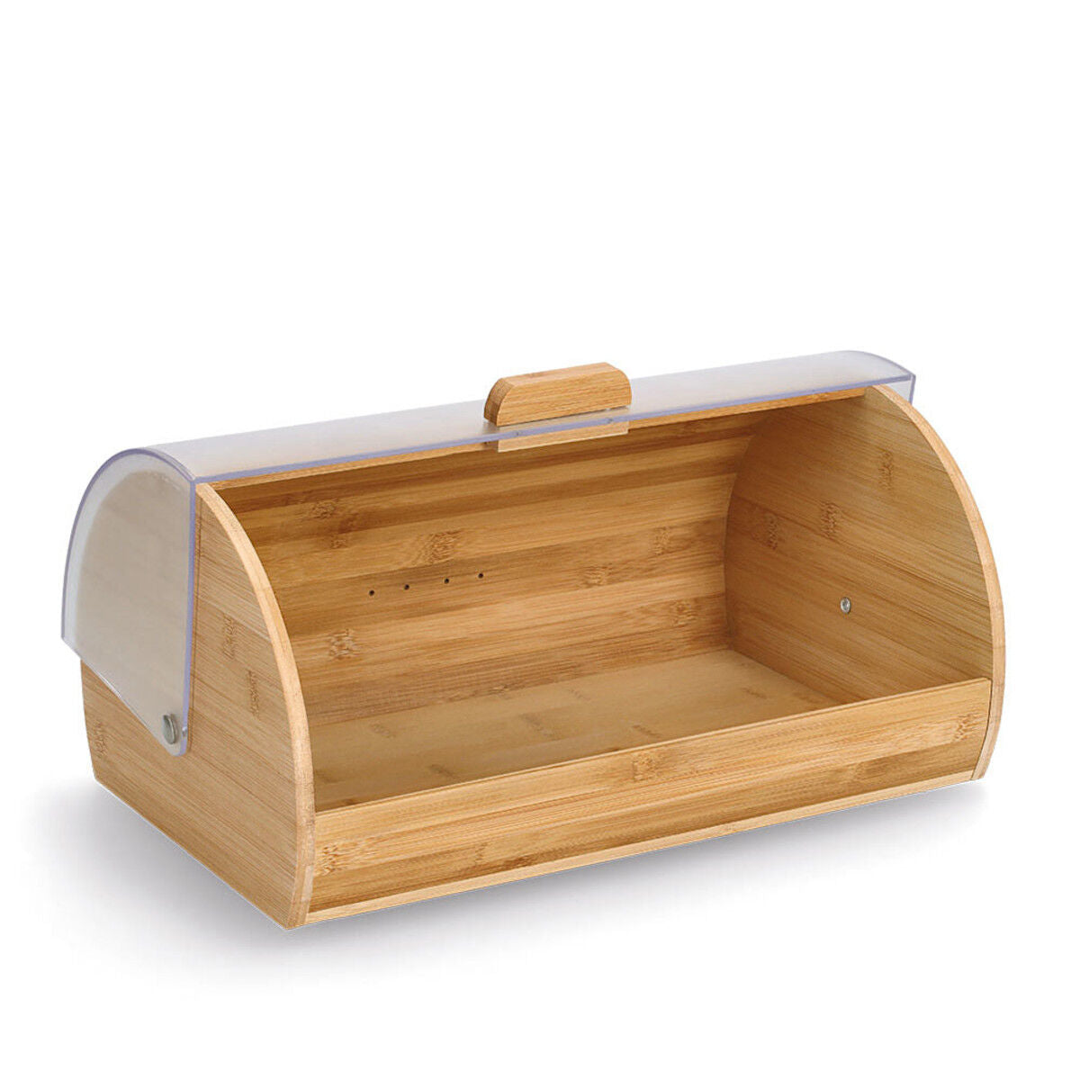ZELLER 25364 Brotkasten Bambus mit Kunststoffdeckel, transparent, 39 x 25 x 19 cm