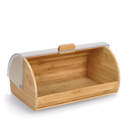 ZELLER 25364 Brotkasten Bambus mit Kunststoffdeckel, transparent, 39 x 25 x 19 cm