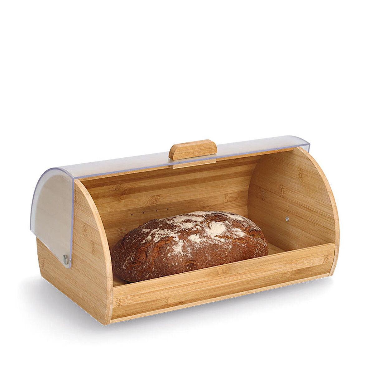 ZELLER 25364 Brotkasten Bambus mit Kunststoffdeckel, transparent, 39 x 25 x 19 cm