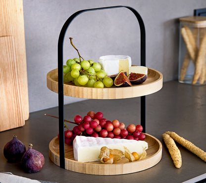 ZELLER Etagere 25398 mit Tragegriff, Bambus/Metall, schwarz