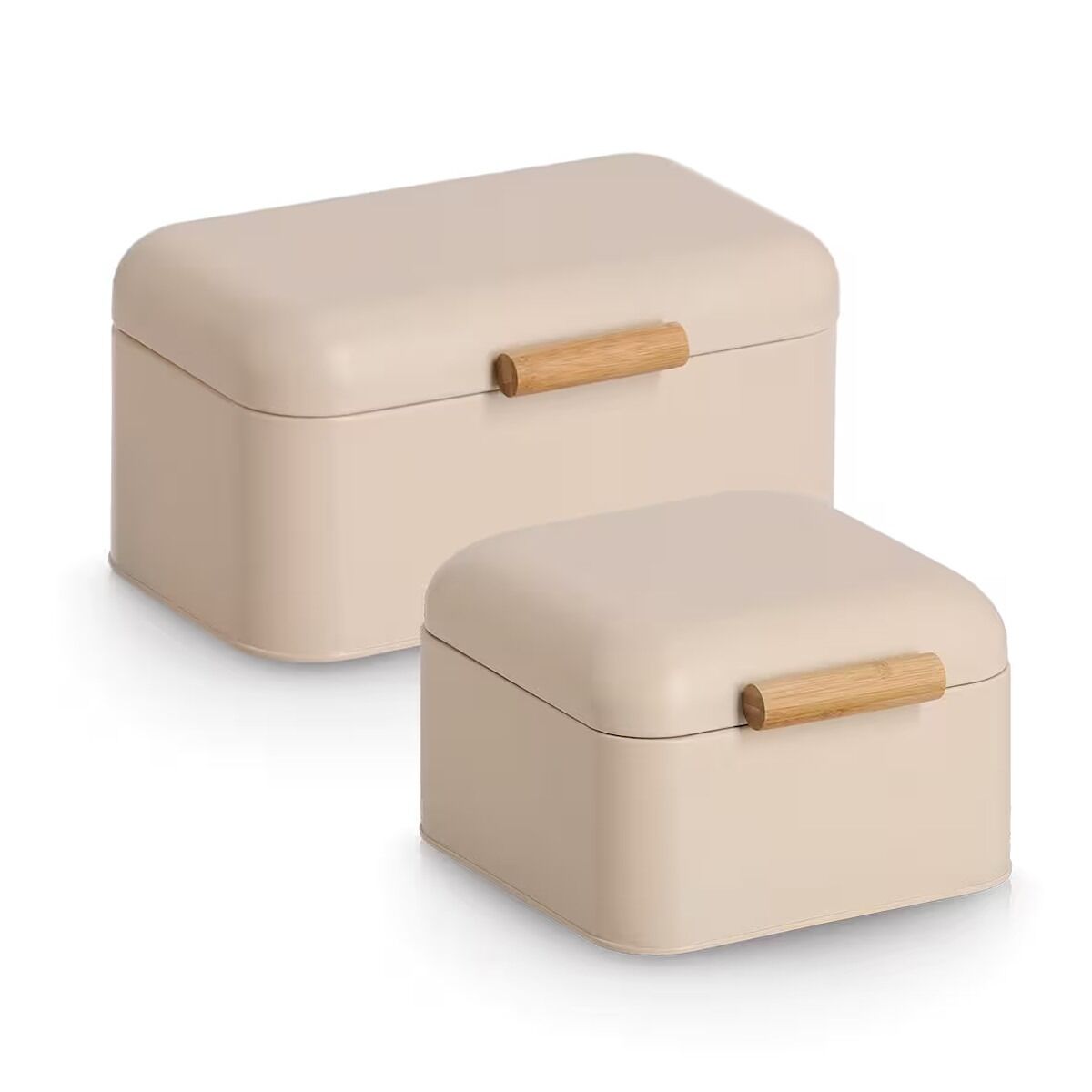ZELLER 25416 Brotkasten, Metall/Bambus, beige, ca. 30,5 x 20 x 15 cm