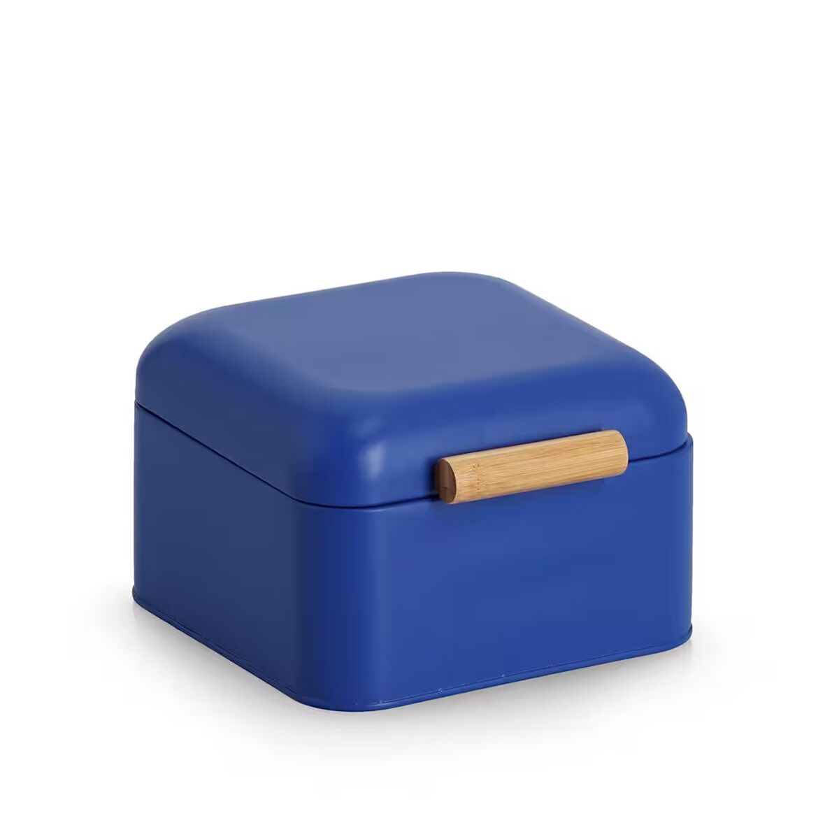 ZELLER 25415 Brotkasten, Metall/Bambus, blau, ca. 20 x 20,5 x 13,5 cm