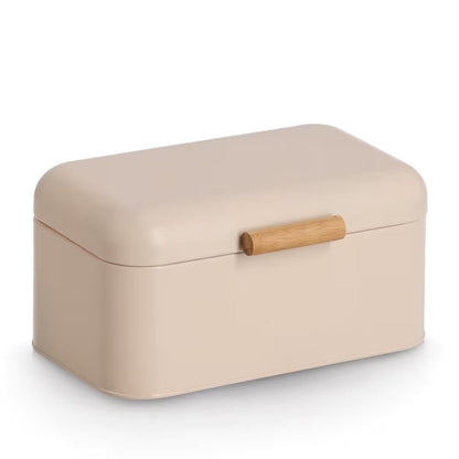 ZELLER 25416 Brotkasten, Metall/Bambus, beige, ca. 30,5 x 20 x 15 cm