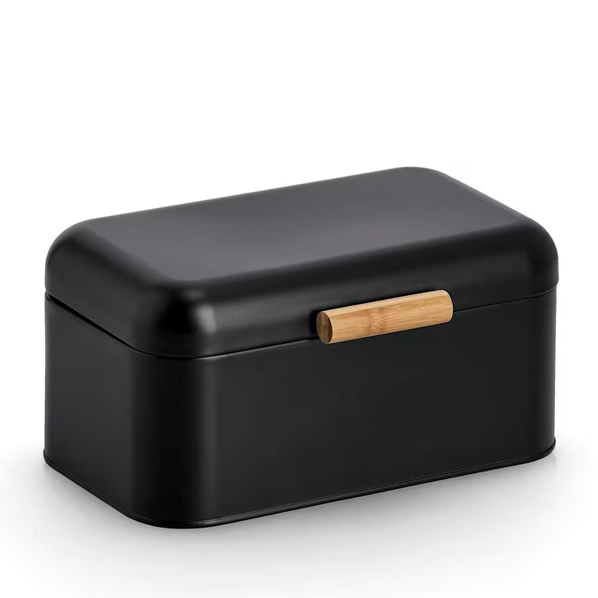 ZELLER 25417 Brotkasten, Metall/Bambus, schwarz, ca. 30,5 x 20 x 15 cm
