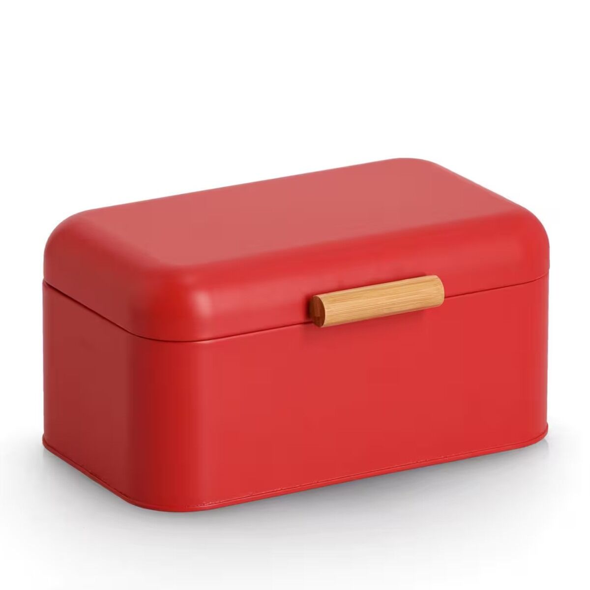 ZELLER 25418 Brotkasten, Metall/Bambus, rot, ca. 30,5 x 20 x 15 cm