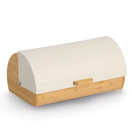 ZELLER 25420 Brotkasten, Bambus/Metall, creme, ca. 36 x 21,5 x 17