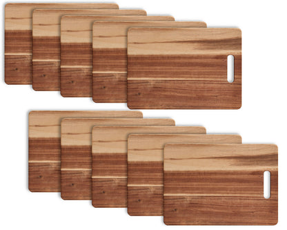 10er SET ZELLER 25554 Schneidbrett aus Akazienholz mit Griffloch, ca. 35 x 25 x 1 cm
