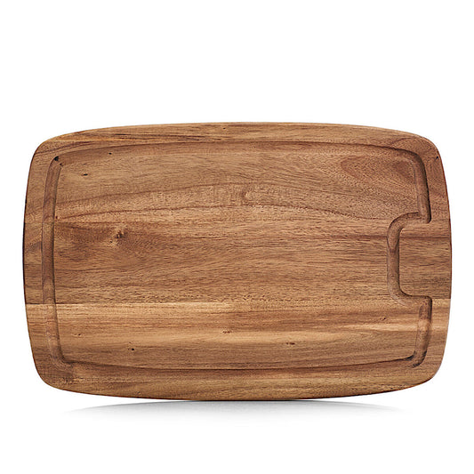 ZELLER 25556 Schneidbrett aus Akazienholz mit Saftrille, ca. 40 x 26 x 1,5 cm