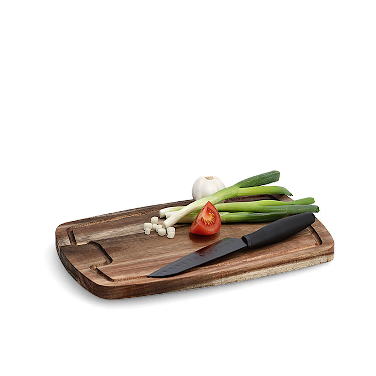 ZELLER 25556 Schneidbrett aus Akazienholz mit Saftrille, ca. 40 x 26 x 1,5 cm