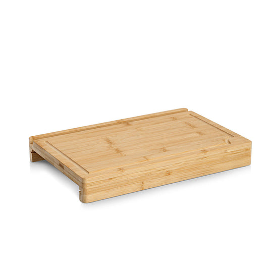 ZELLER 25649 Schneidebrett mit Tablett & Tablet-Halter, Bambus/Kunststoff (PP), ca. 40 x 26,5 x 5,2 cm