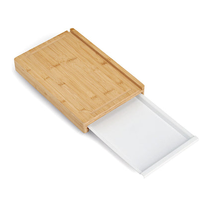 ZELLER 25649 Schneidebrett mit Tablett & Tablet-Halter, Bambus/Kunststoff (PP), ca. 40 x 26,5 x 5,2 cm