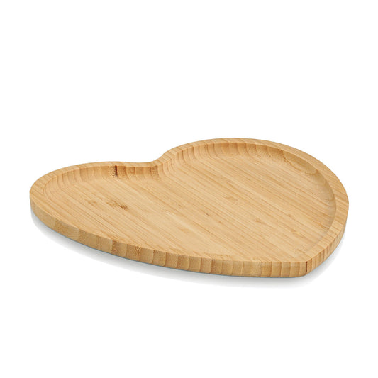ZELLER 25659 Serviertablett HERZ aus Bambus, ca. 27 x 25 x 1,5 cm