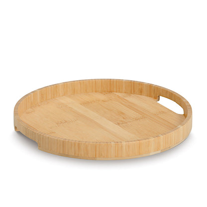 ZELLER 25670 Serviertablett mit Griffen, Bambus, ca. Ø 32 x 3 cm