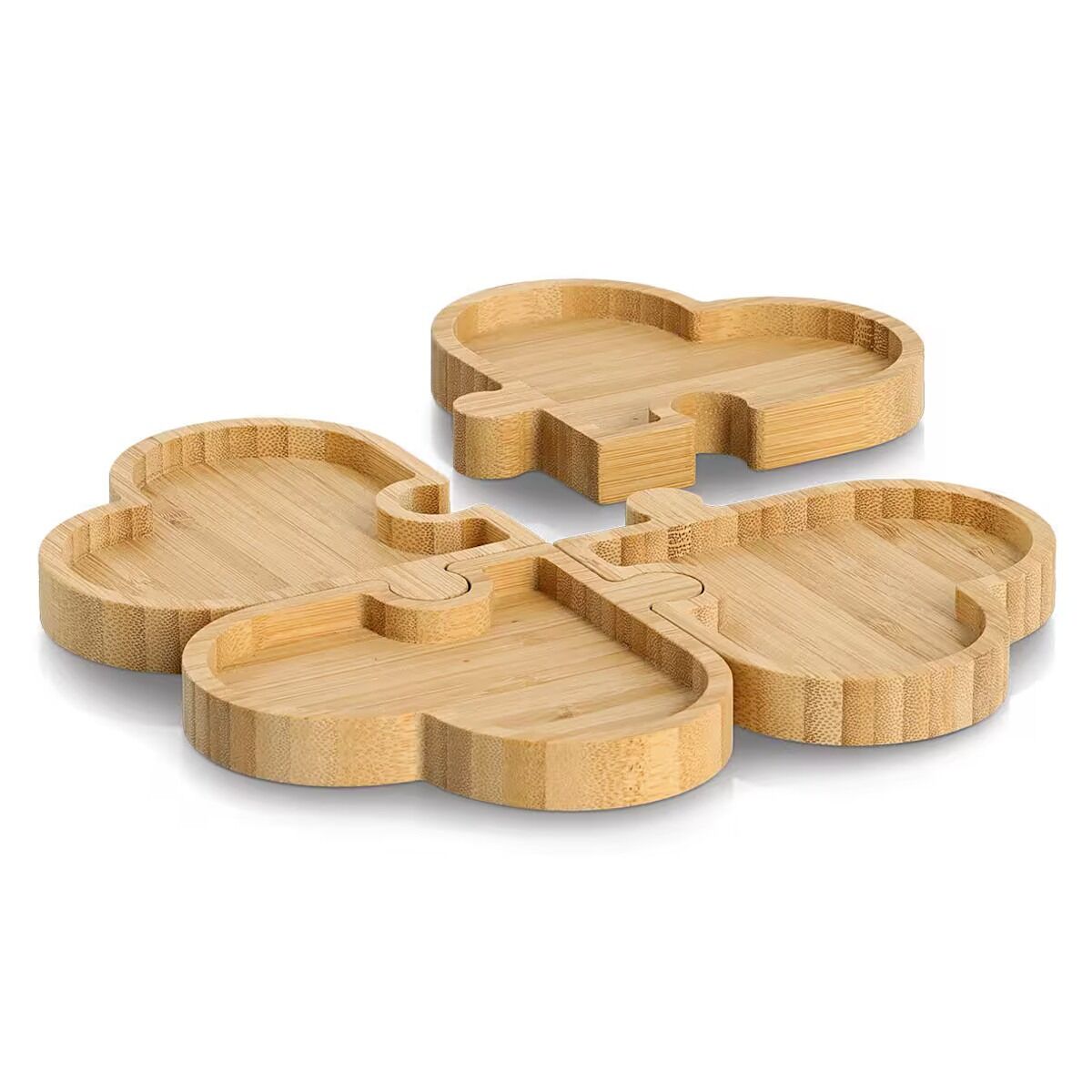 ZELLER 25676 Snackteller HEARTS aus Bambus 4-tlg., ca. 24 x 24 x 1,8 cm