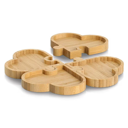 ZELLER 25676 Snackteller HEARTS aus Bambus 4-tlg., ca. 24 x 24 x 1,8 cm