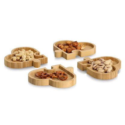 ZELLER 25676 Snackteller HEARTS aus Bambus 4-tlg., ca. 24 x 24 x 1,8 cm