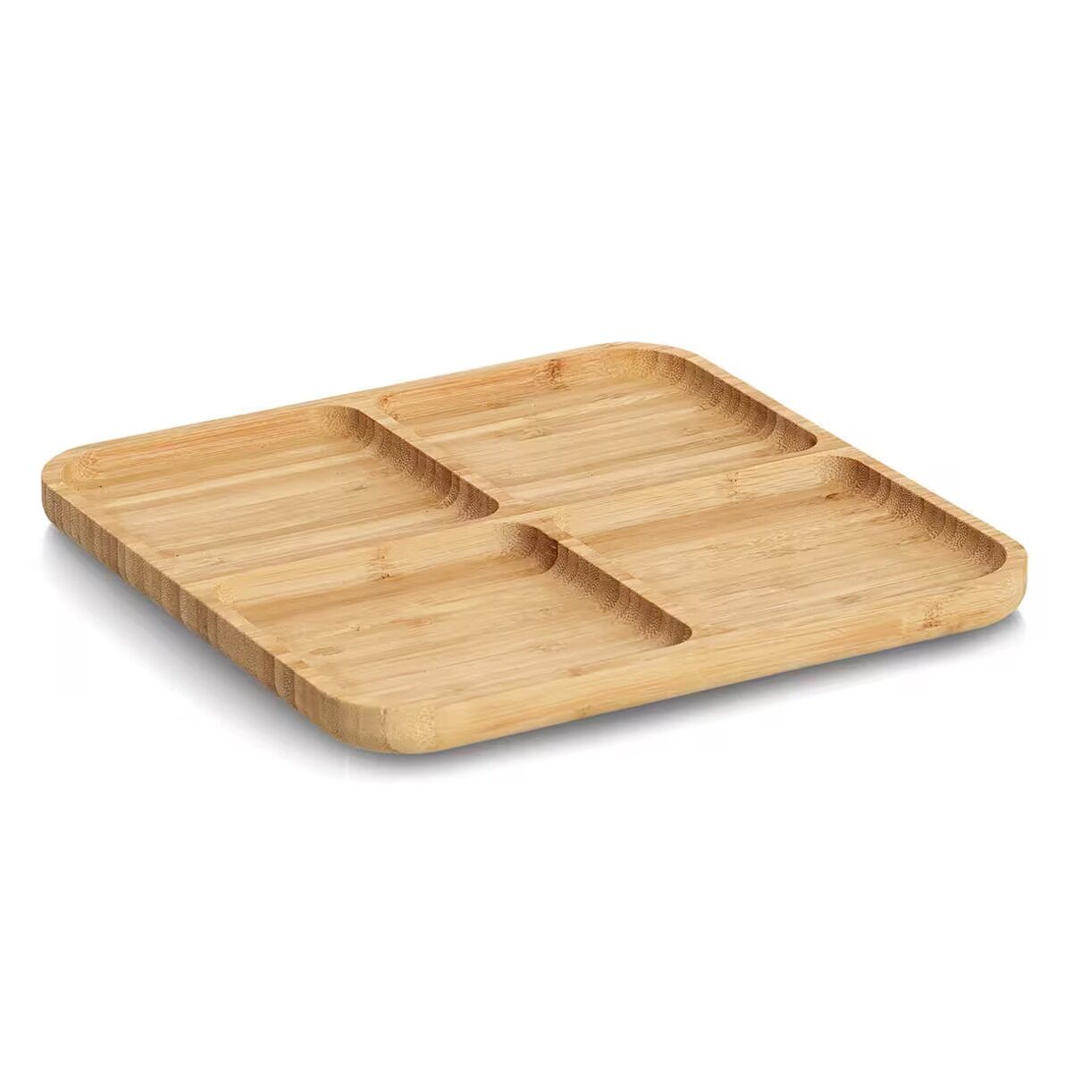 ZELLER 25677 Snackteller aus Bambus, ca. 25 x 25 x 1,8 cm