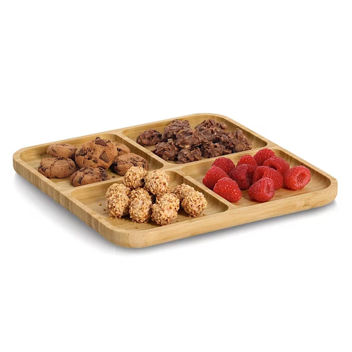 ZELLER 25677 Snackteller aus Bambus, ca. 25 x 25 x 1,8 cm