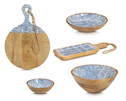 ZELLER 25690 Servierbrett BLAU aus Mangoholz, ca. 38 x 15,2 x 2,5 cm