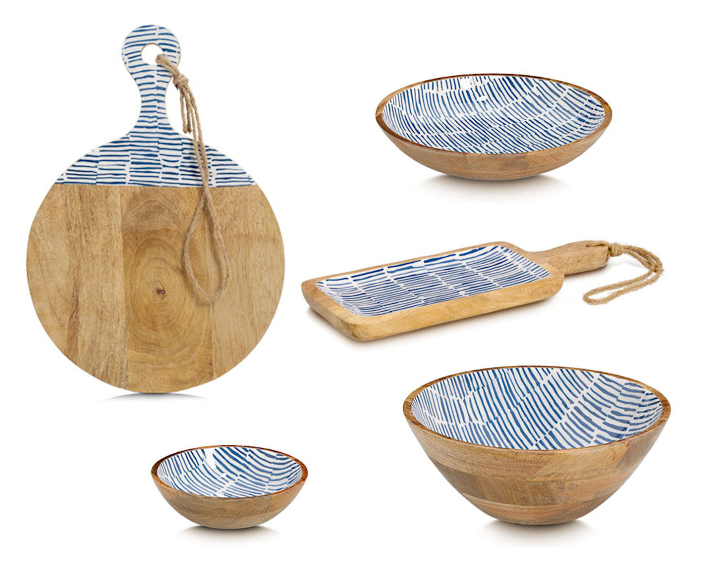 ZELLER 25699 Schale BLAU, Mangoholz, ca. Ø 30 x 12 cm