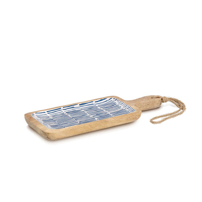 ZELLER 25690 Servierbrett BLAU aus Mangoholz, ca. 38 x 15,2 x 2,5 cm