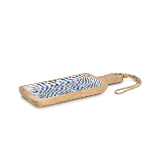 ZELLER 25690 Servierbrett BLAU aus Mangoholz, ca. 38 x 15,2 x 2,5 cm