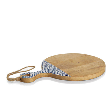 ZELLER 25692 Schneide-/ Servierbrett BLAU mit Griff, Mangoholz, ca. 43 x 30 x 2 cm